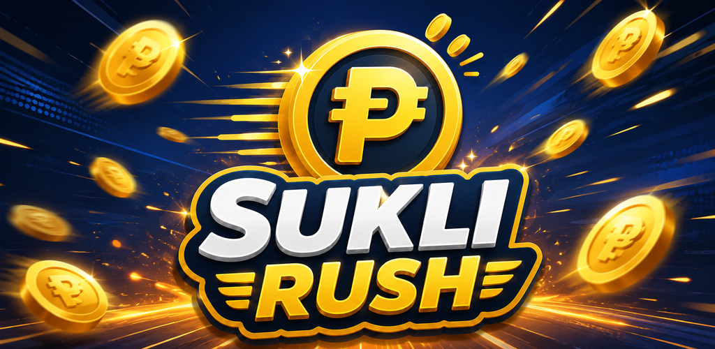 Sukli Rush game feature graphic with flying coins